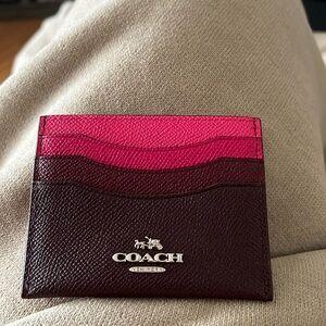 Coach Pink and Brown Slim Card & ID Holder